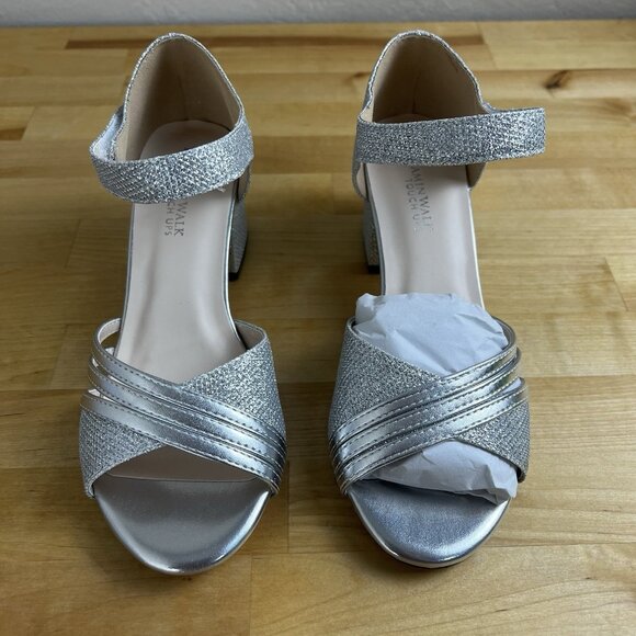 Touch Ups Benjamin Walk Silver Sparkly Foster Block Heel Sandal Size 5 NEW - Picture 3 of 11